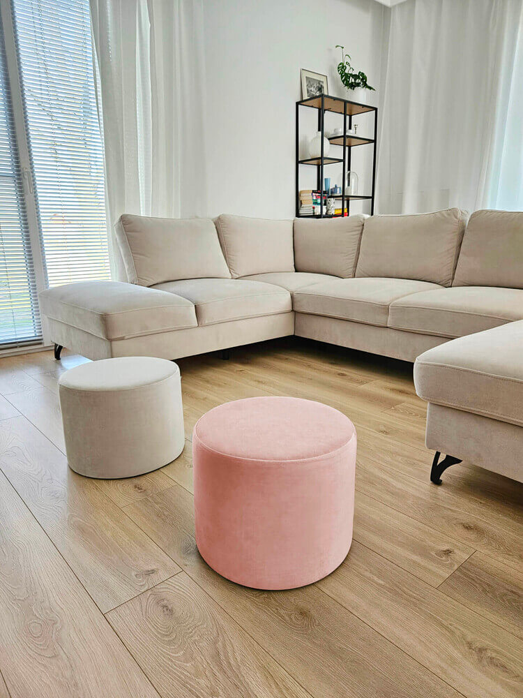 BLUSH PINK VELVET medium pouf - Image 2