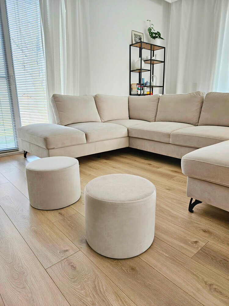 CREAM VELVET medium pouf - Image 2