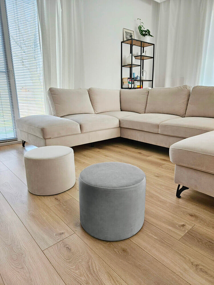 DARK GREY VELVET medium pouf - Image 2