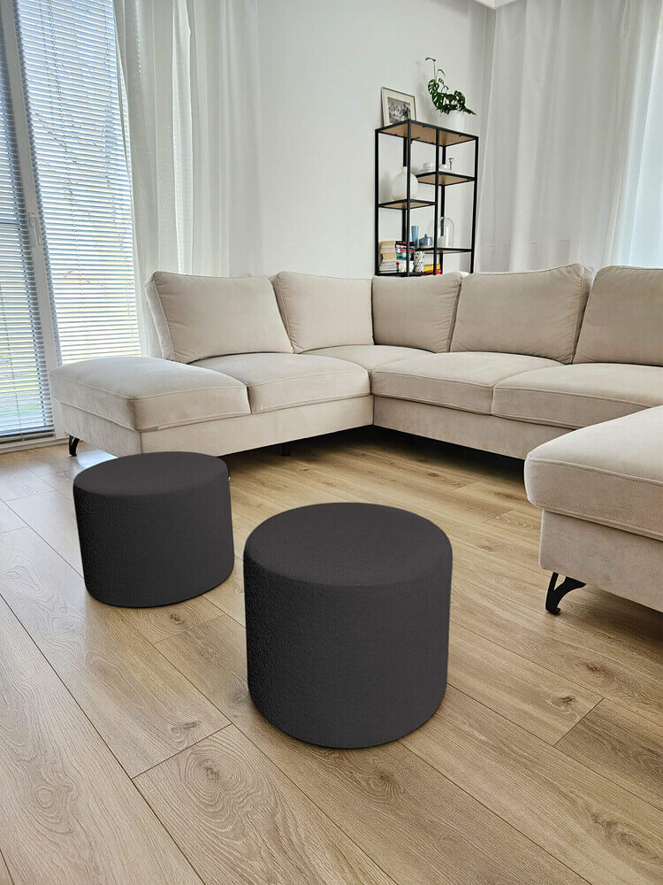 BLACK BOUCLE medium pouf - Image 2