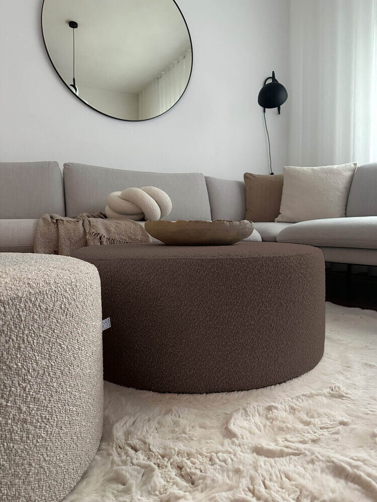 DARK BROWN BOUCLE large pouf - Image 2