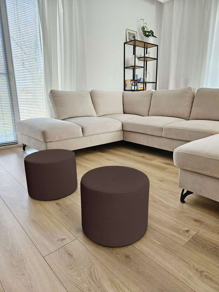 DARK BROWN BOUCLE medium pouf - Image 2
