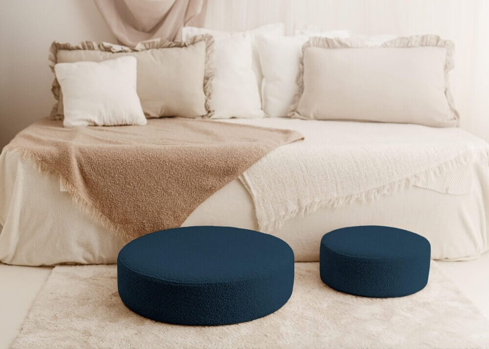 DARK NAVY BLUE BOUCLE big pouf - Image 2