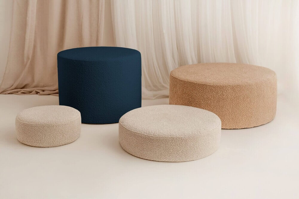 DARK NAVY BLUE BOUCLE giga pouf - Image 2