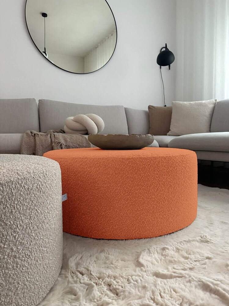 DARK TERRACOTTA BOUCLE large pouf - Image 2