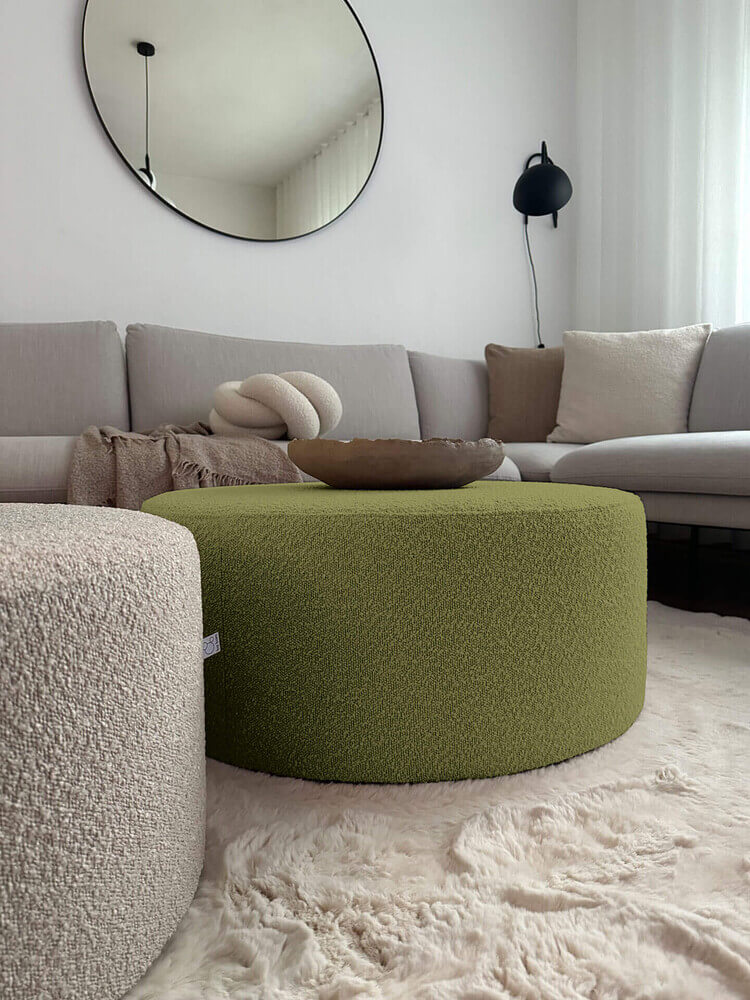 GREEN BOUCLE large pouf - Image 2