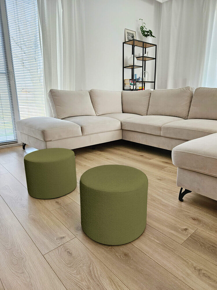 GREEN BOUCLE medium pouf - Image 2