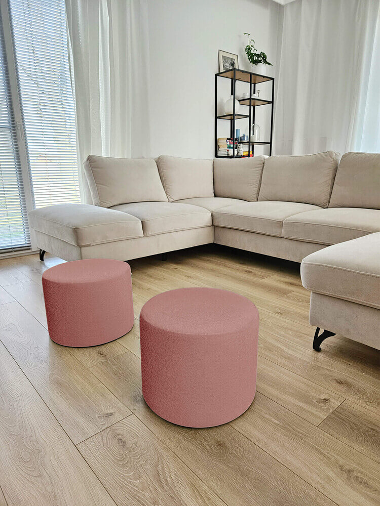 PINK BOUCLE medium pouf - Image 2