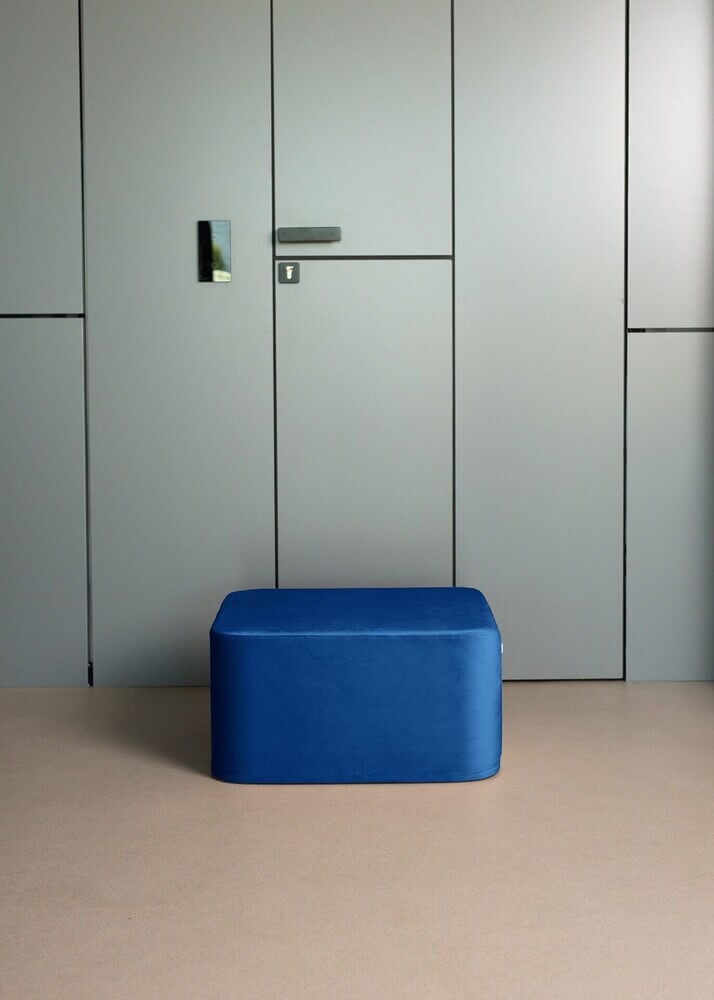 NAVY BLUE VELVET square large pouf - Image 2