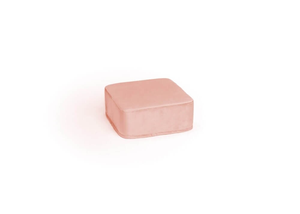 BLUSH PINK VELVET square small pouf