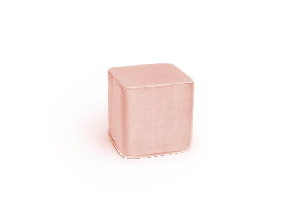 BLUSH PINK VELVET square medium pouf