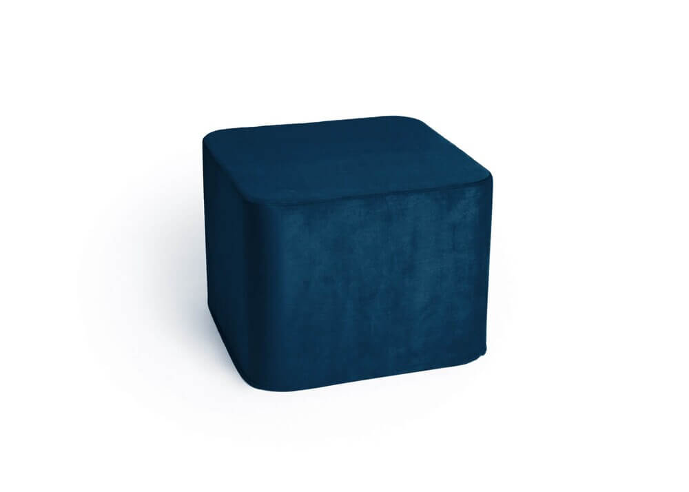 DARK NAVY BLUE VELVET square giga pouf