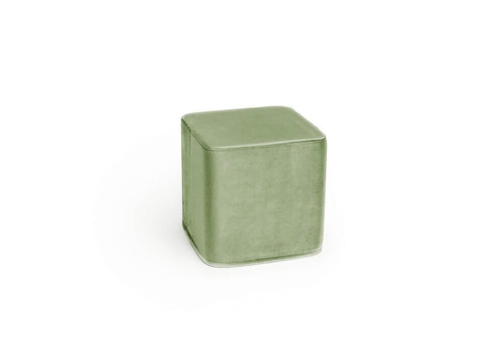 GREEN VELVET square medium pouf