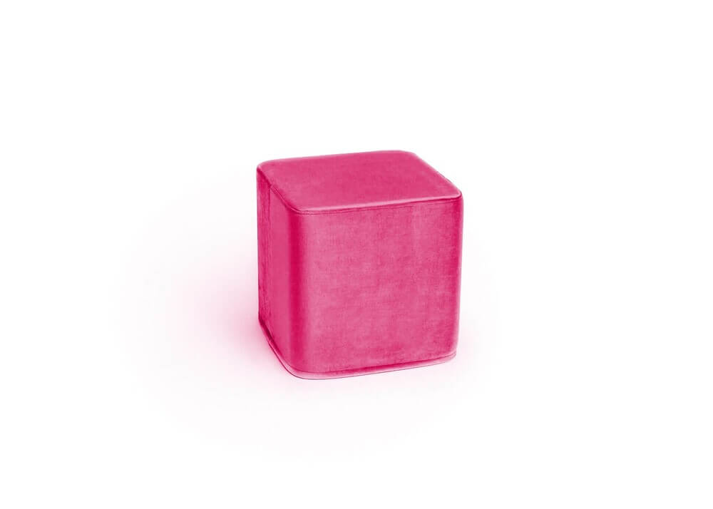 PINK VELVET square medium pouf