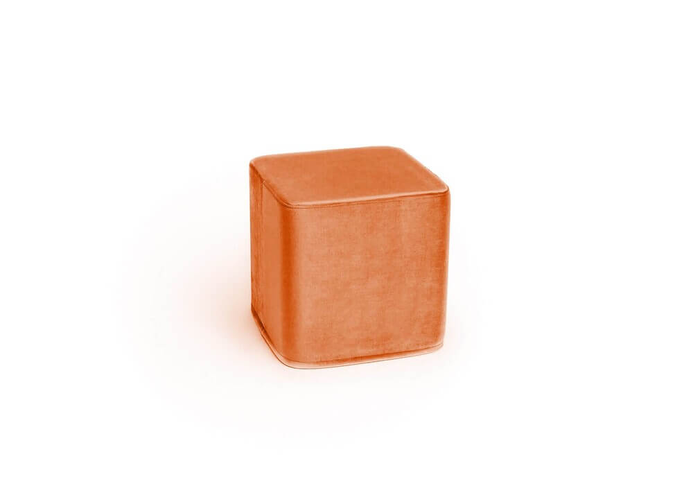 TERRACOTTA VELVET square medium pouf