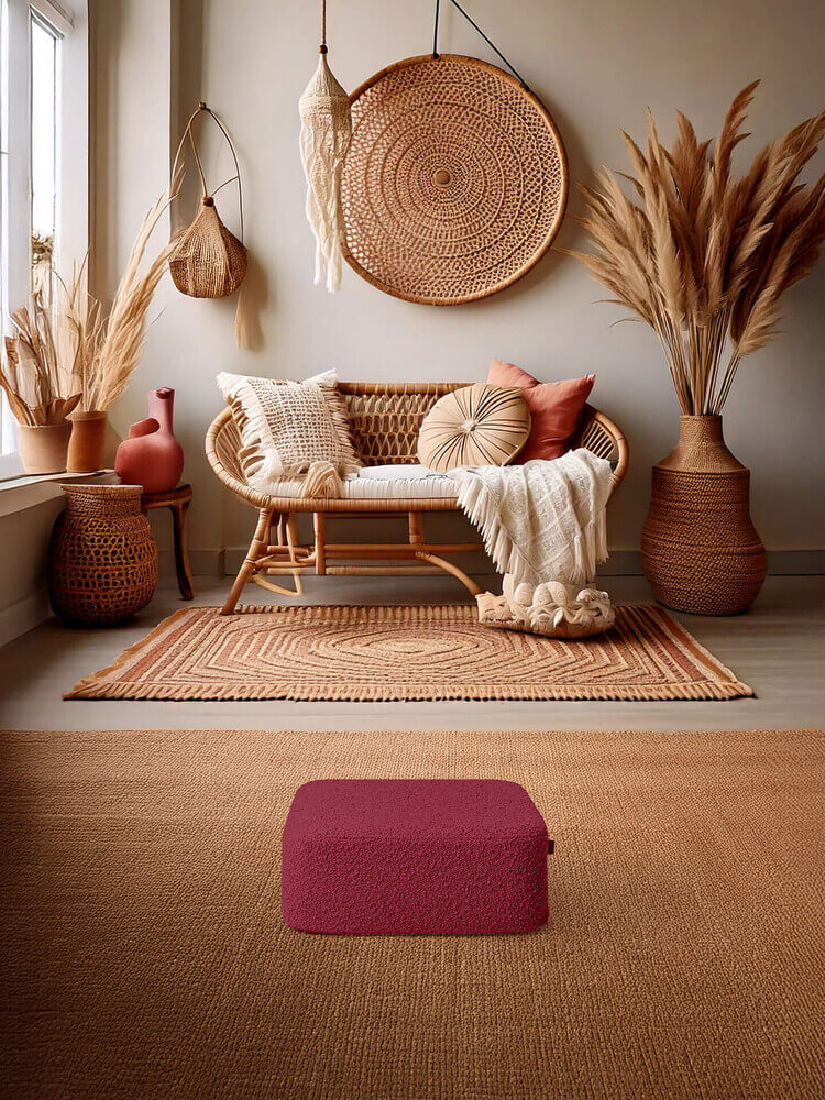 CLARET BOUCLE square small pouf - Image 2