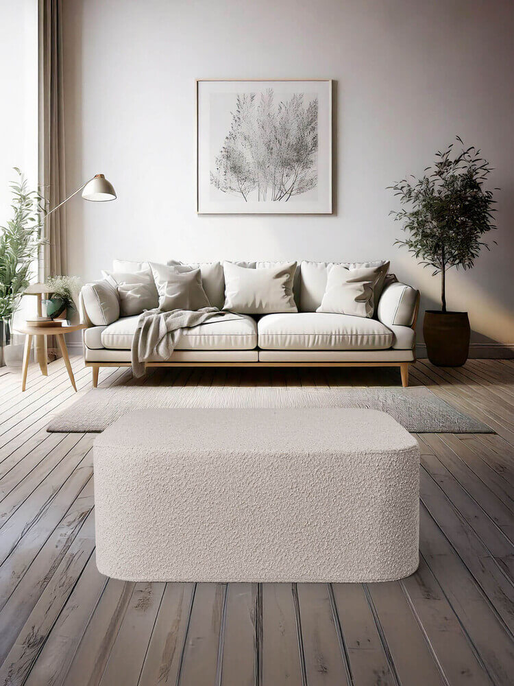 GREY BOUCLE square xxl pouf - Image 2